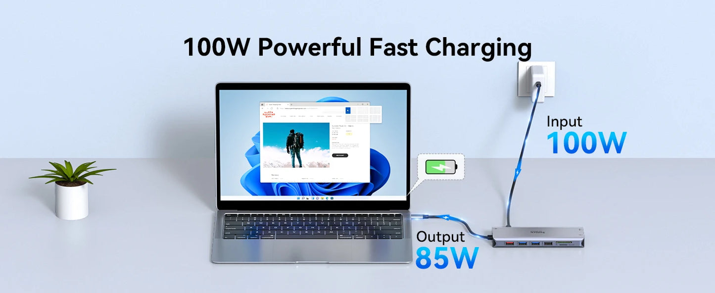 MOKiN USB-C Hub with 4K HDMI/DP, VGA, Ethernet & PD 100W