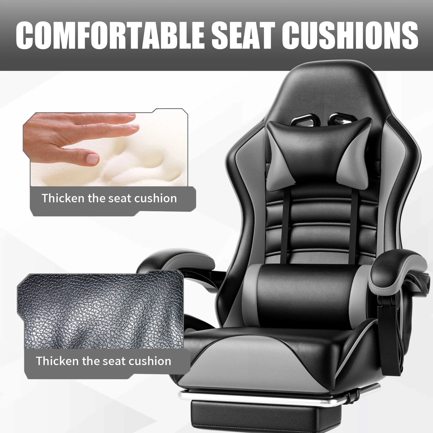 Ergonomic Gaming Chair with Footrest