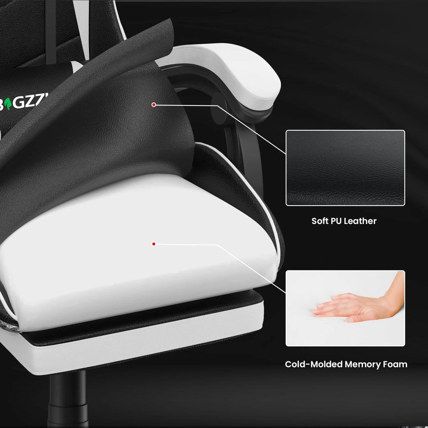 Ergonomic Gaming Chair with Footrest & Headrest Support